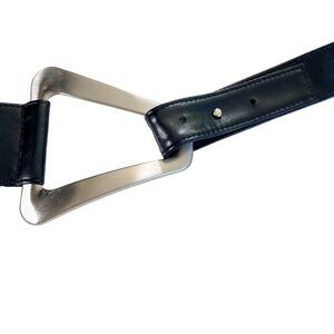 Unique Black Dress Belt Large Abstract Shape Buckle Women's Size Large